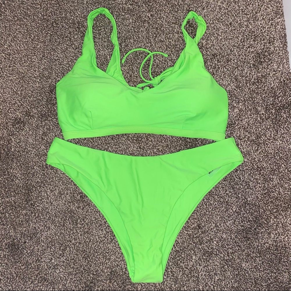 SHEIN NWOT NEON GREEN BIKINI SWIMSUIT SET